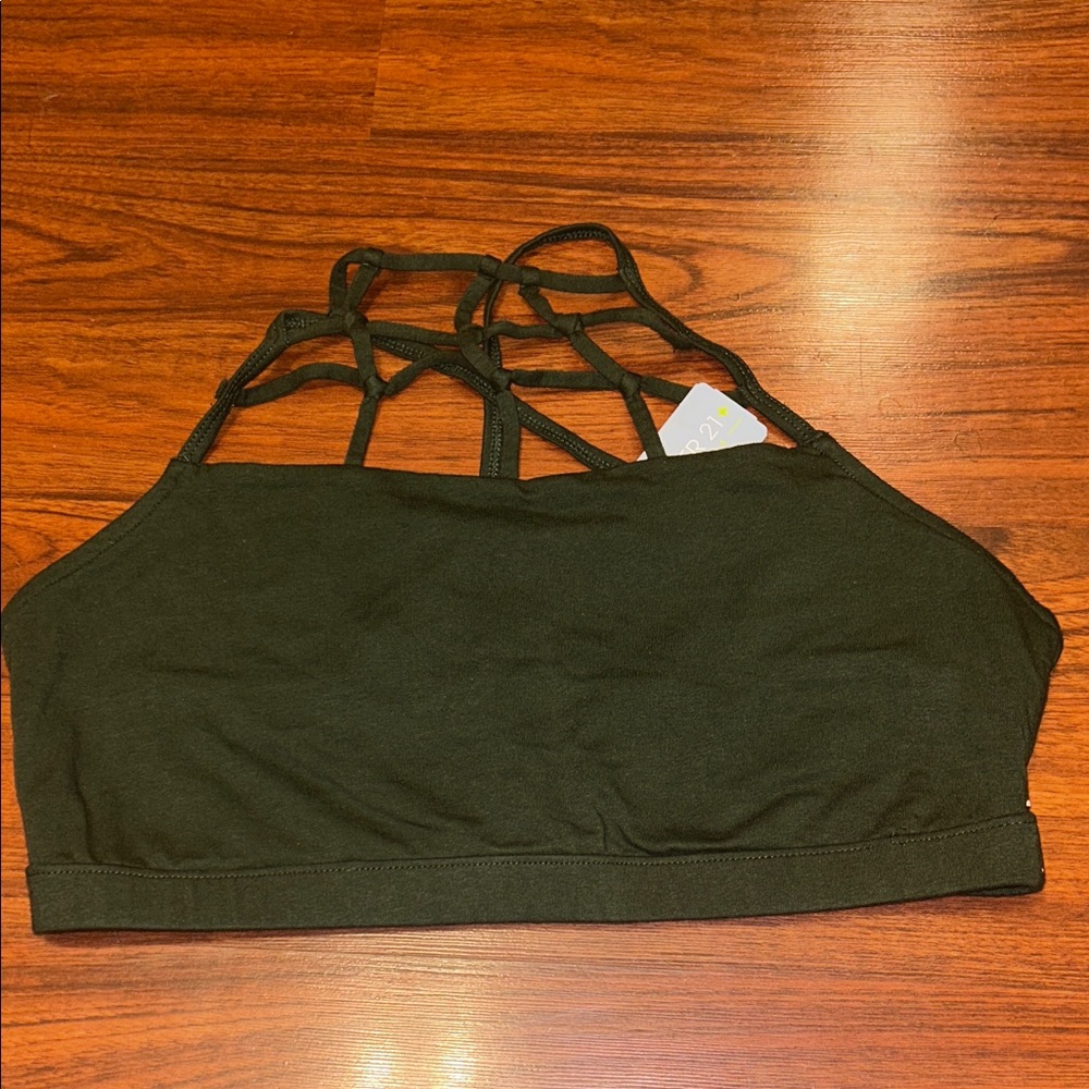 NWTS Forever 21 + Olive Green Caged Criss-Cross Lattice Bralette Sz 0X